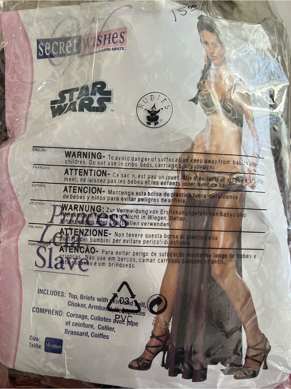 Halloween Star Wars Princess Leia Slave Costume Rubie’s Secret Wishes Medium NEW